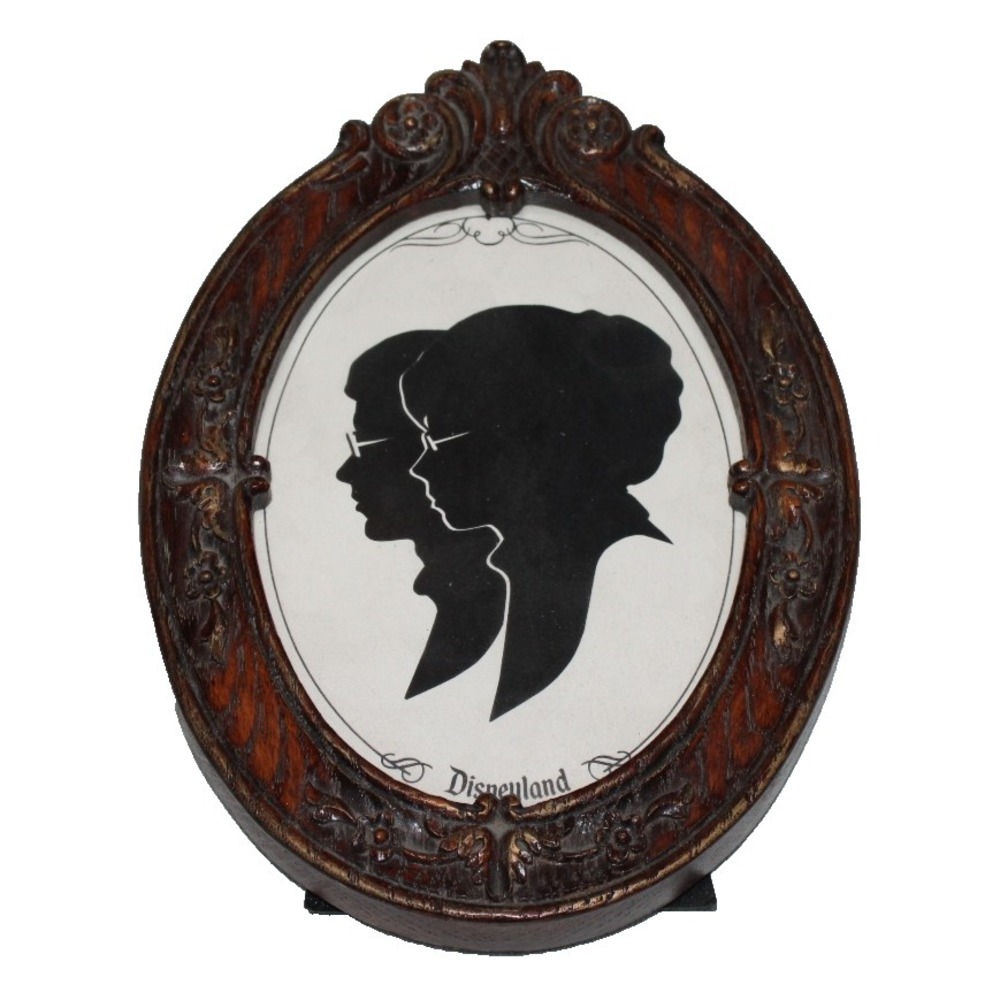 vintage Disneyland framed silhouette couple male/female glasses oval